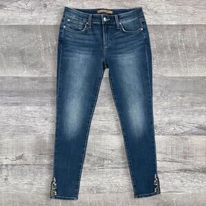 Joes The Icon Skinny Ankle Jean Womens 27 (30X28) Mid Rise Split Hem Embellished